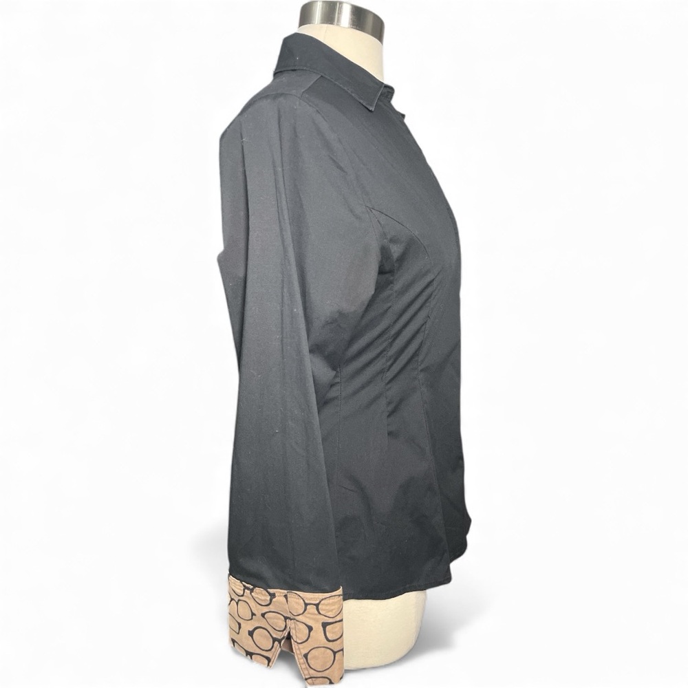 Color Block Button Down Shirt Tailored Fit Glasses Print Modern Retro Medium - Picture 3 of 6